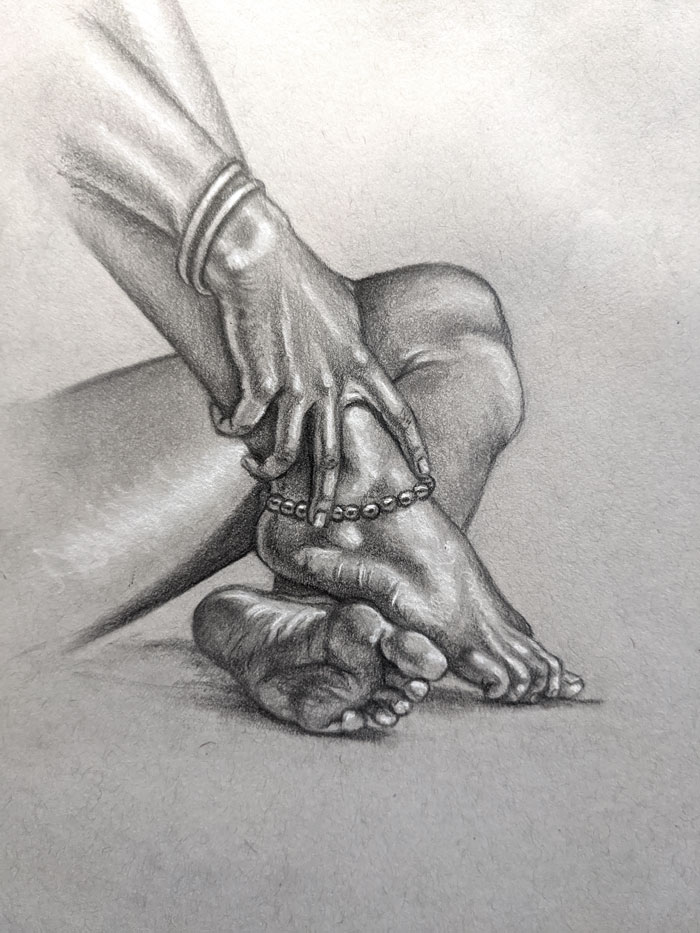 feet and hands drawing
