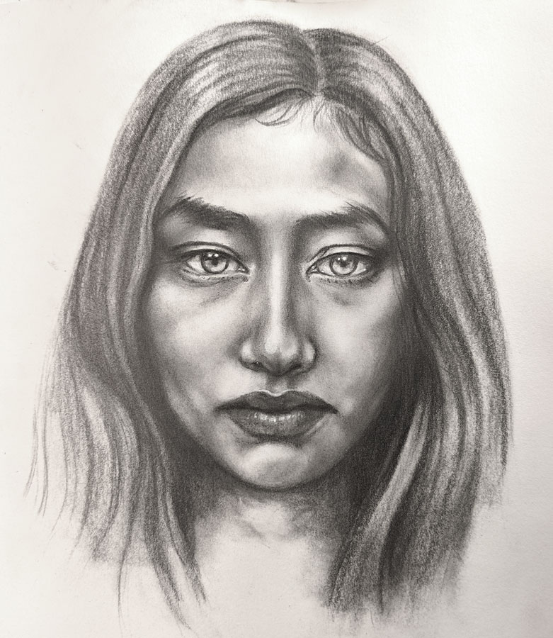 graphite drawing of an unknown woman