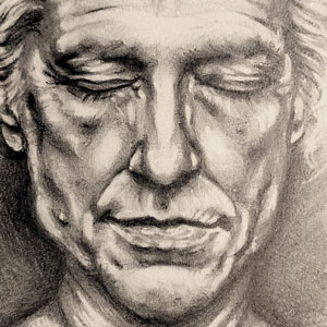 detail of a drawing of Alex Gray