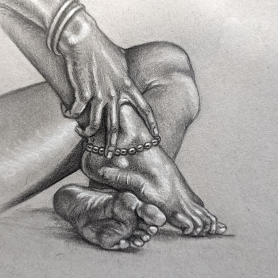 feet and hands drawing