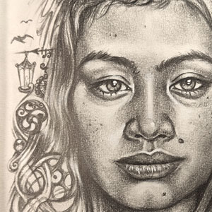 detail of a portrait of a woman