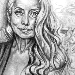 drawing of a beautiful white-haired model