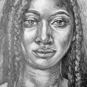 drawing of a woman with braided hair