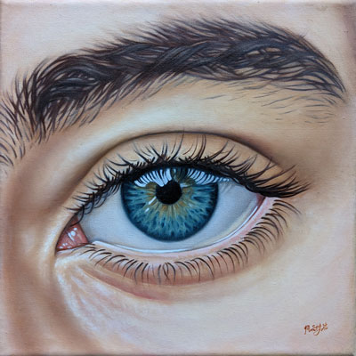 painting of a human eye close up in detail