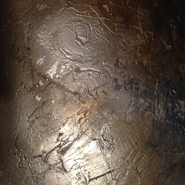 scrying mirror faux finish of silver bowl close up to show detail of shine and texture