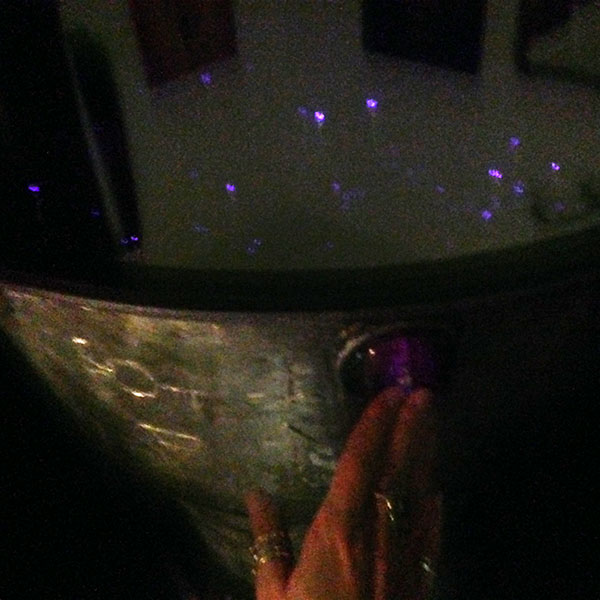scrying mirror purple fiber optics being activated with a button press