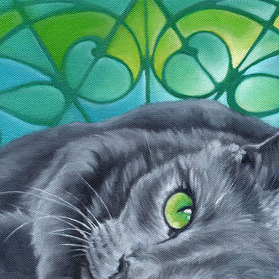 painting of a green-eyed cat