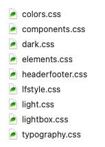 example of CSS file structure for dark mode
