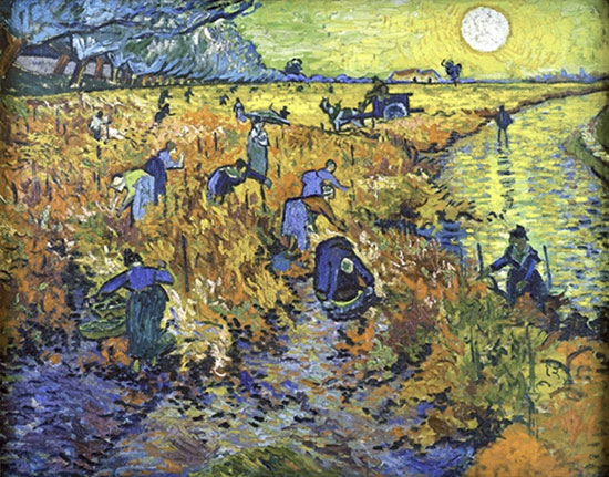 The Red Vineyard painting with deuteranomaly filter