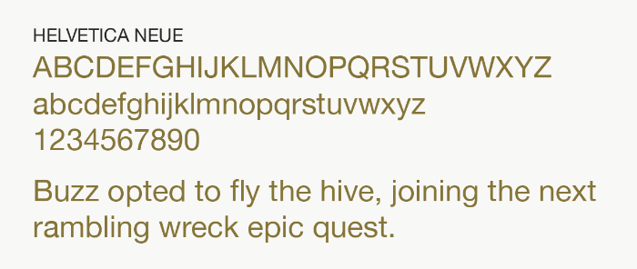 Helvetica Neue type specimen