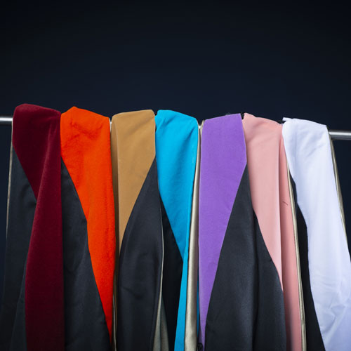 examples of hood colors hanging in a row