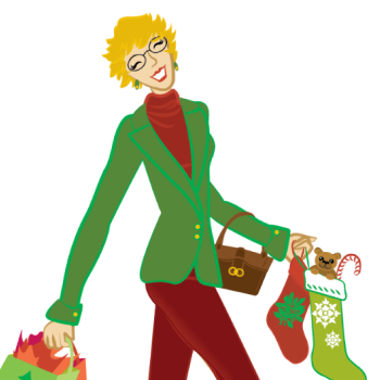 thumbnail of a fashionable woman in Christmas attire