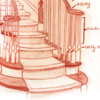 thumbnail of a drawing of wooden stairs