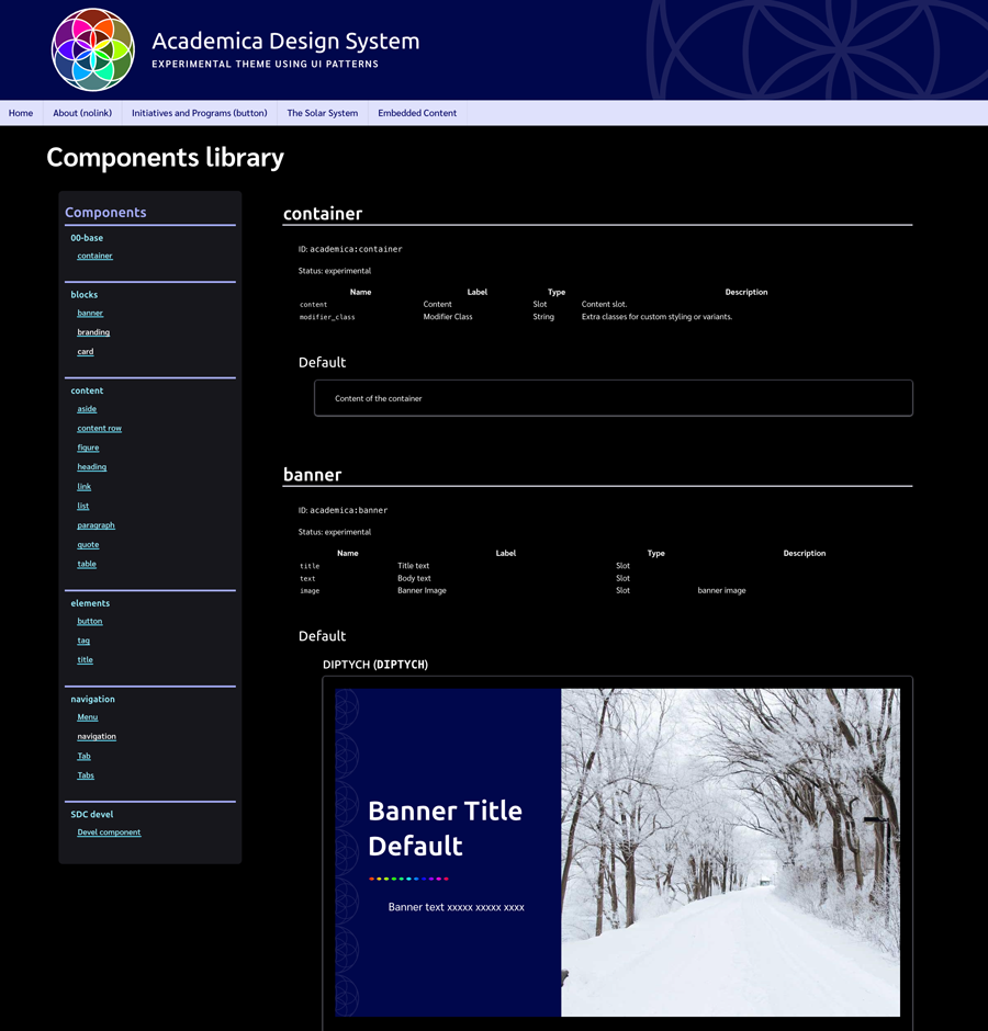 screenshot of Academica