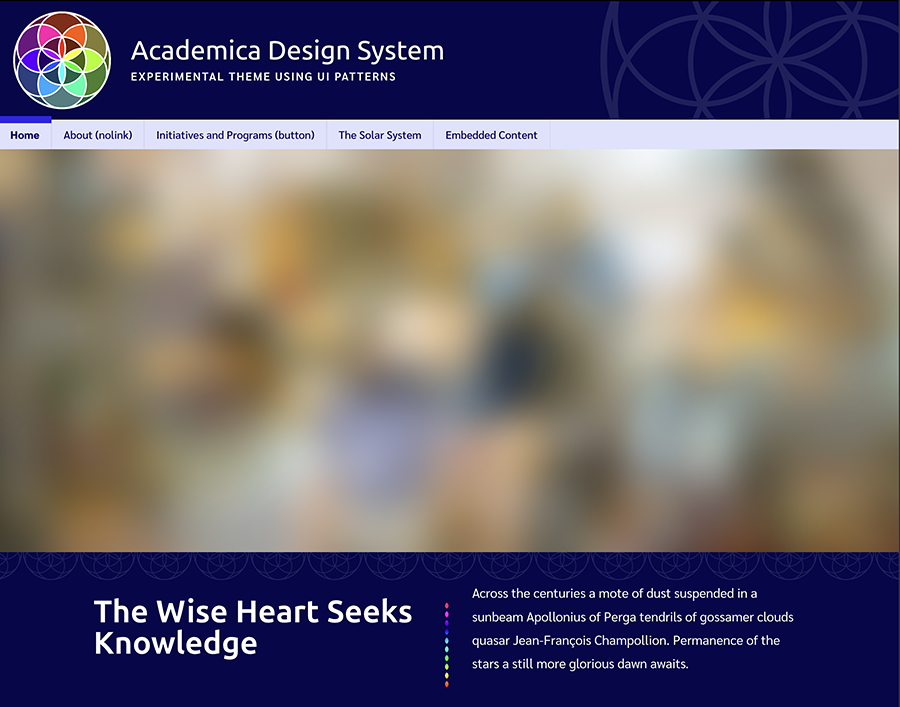 screenshot of Academica theme in dark mode