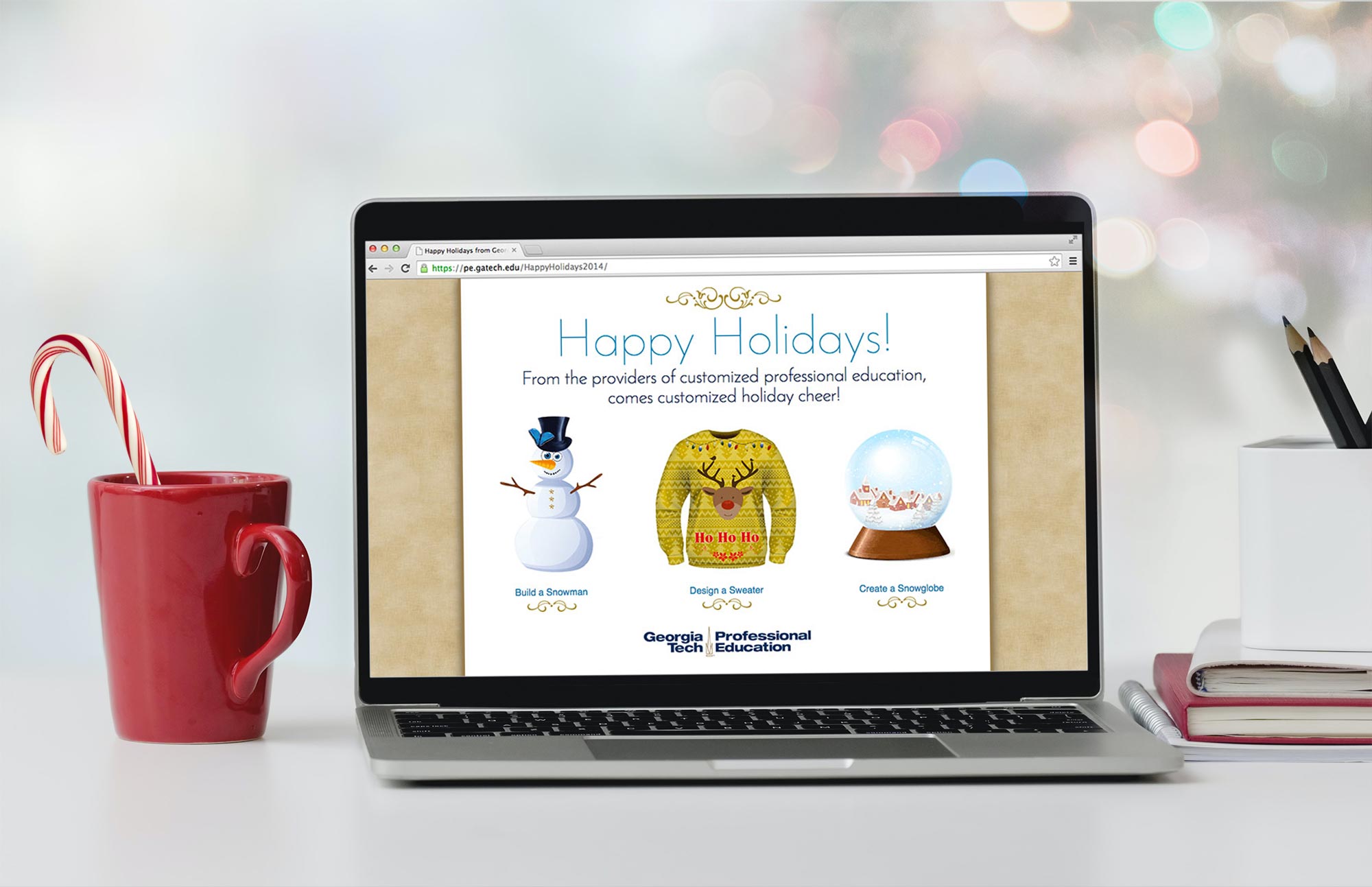 holiday game shown on a laptop screen