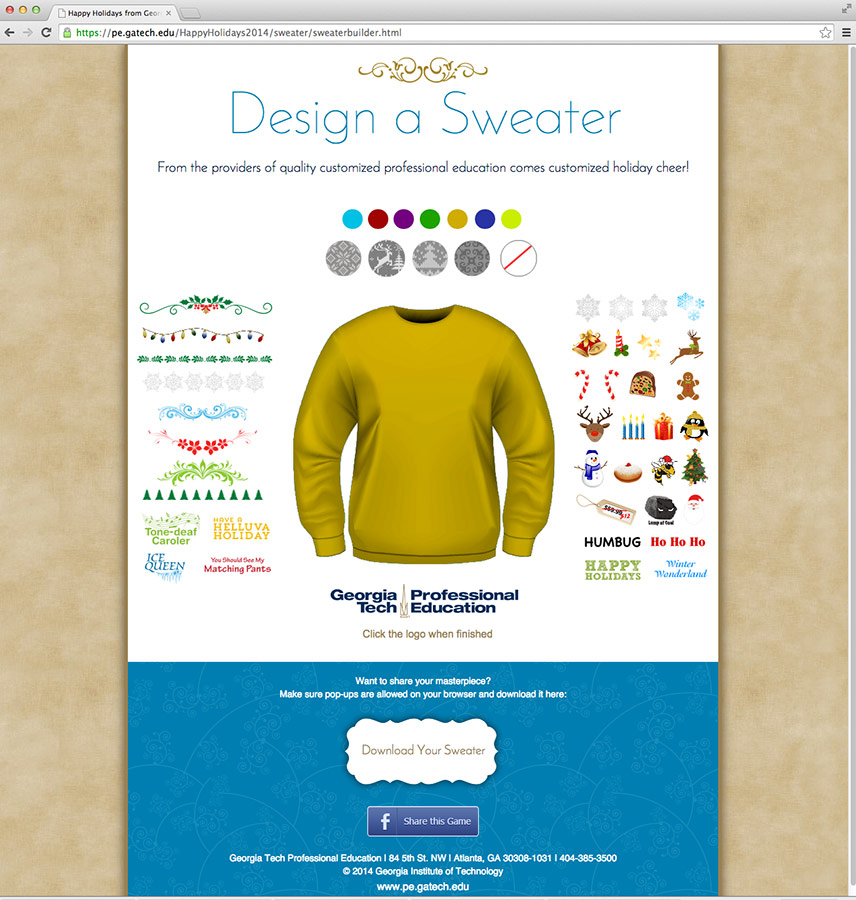 build your own holiday sweater game