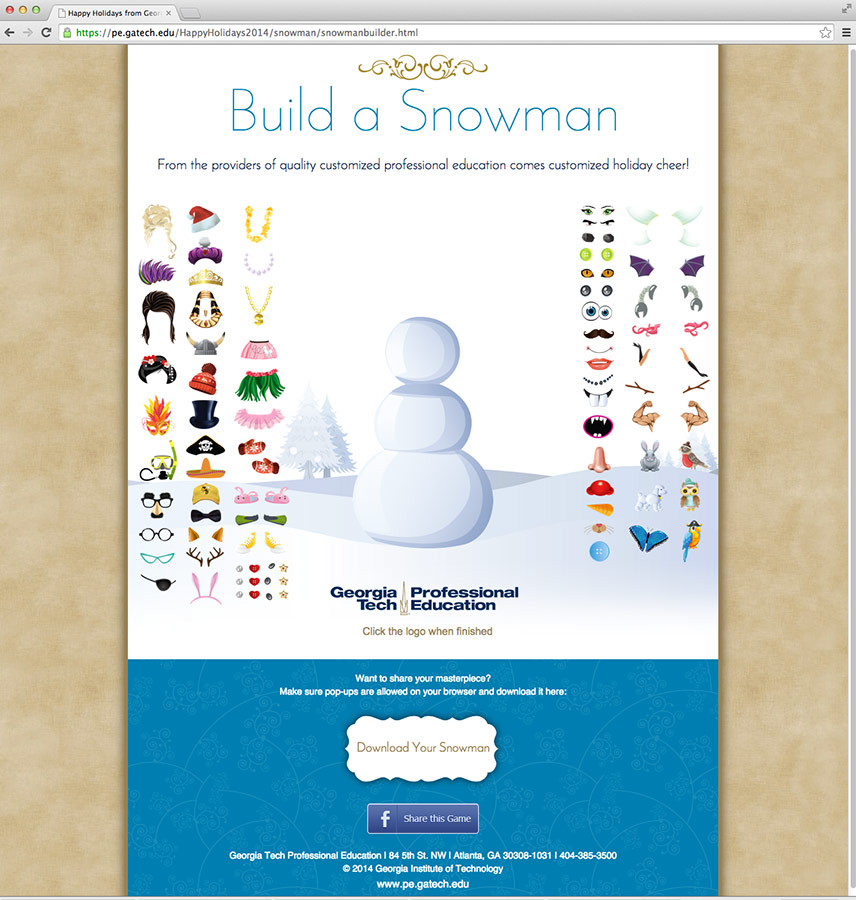 build your own holiday snowman game