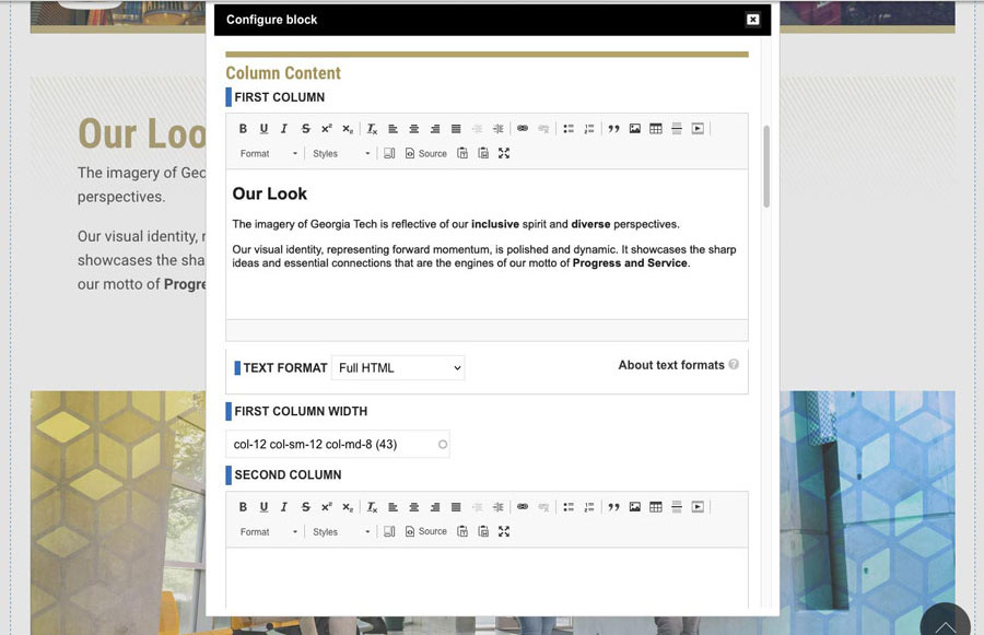 image of the content editor's view of a new Drupal content creation tool