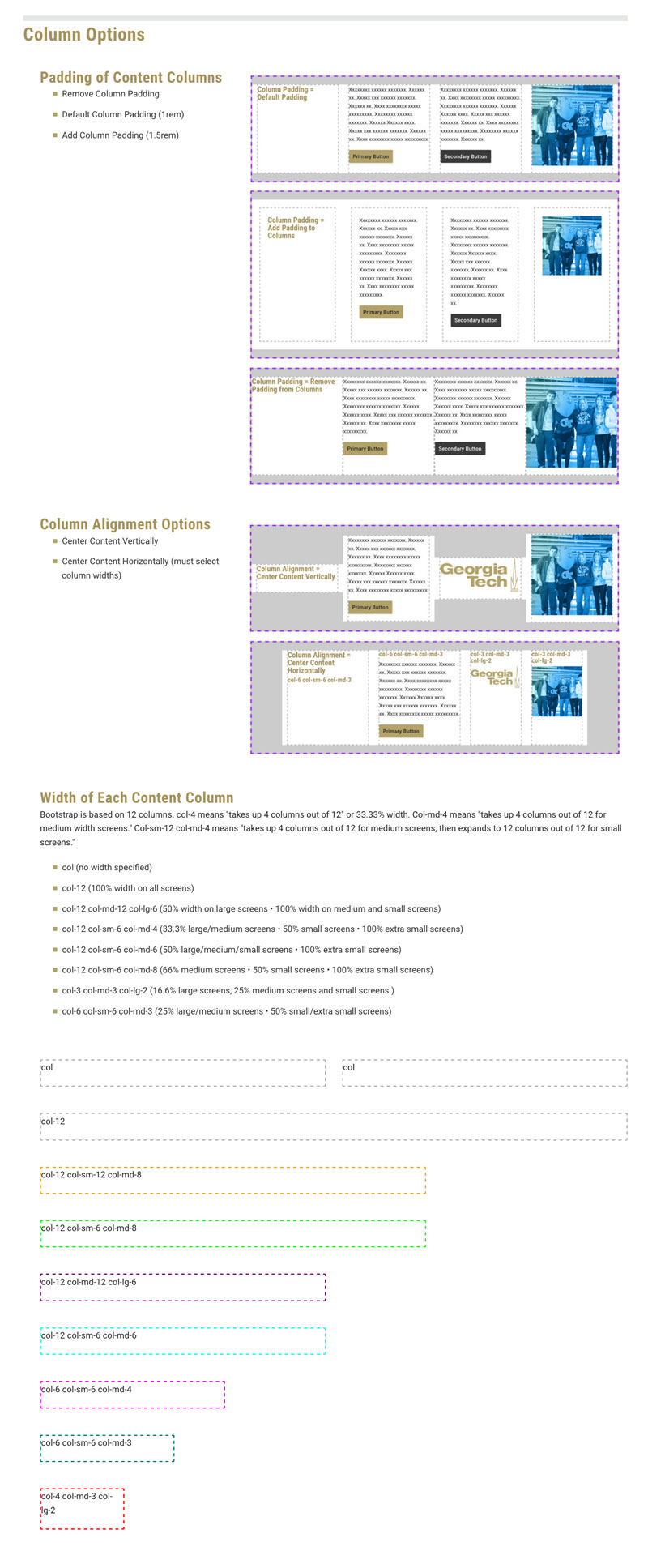 Georgia Tech Brand Website layout tool guide part 2