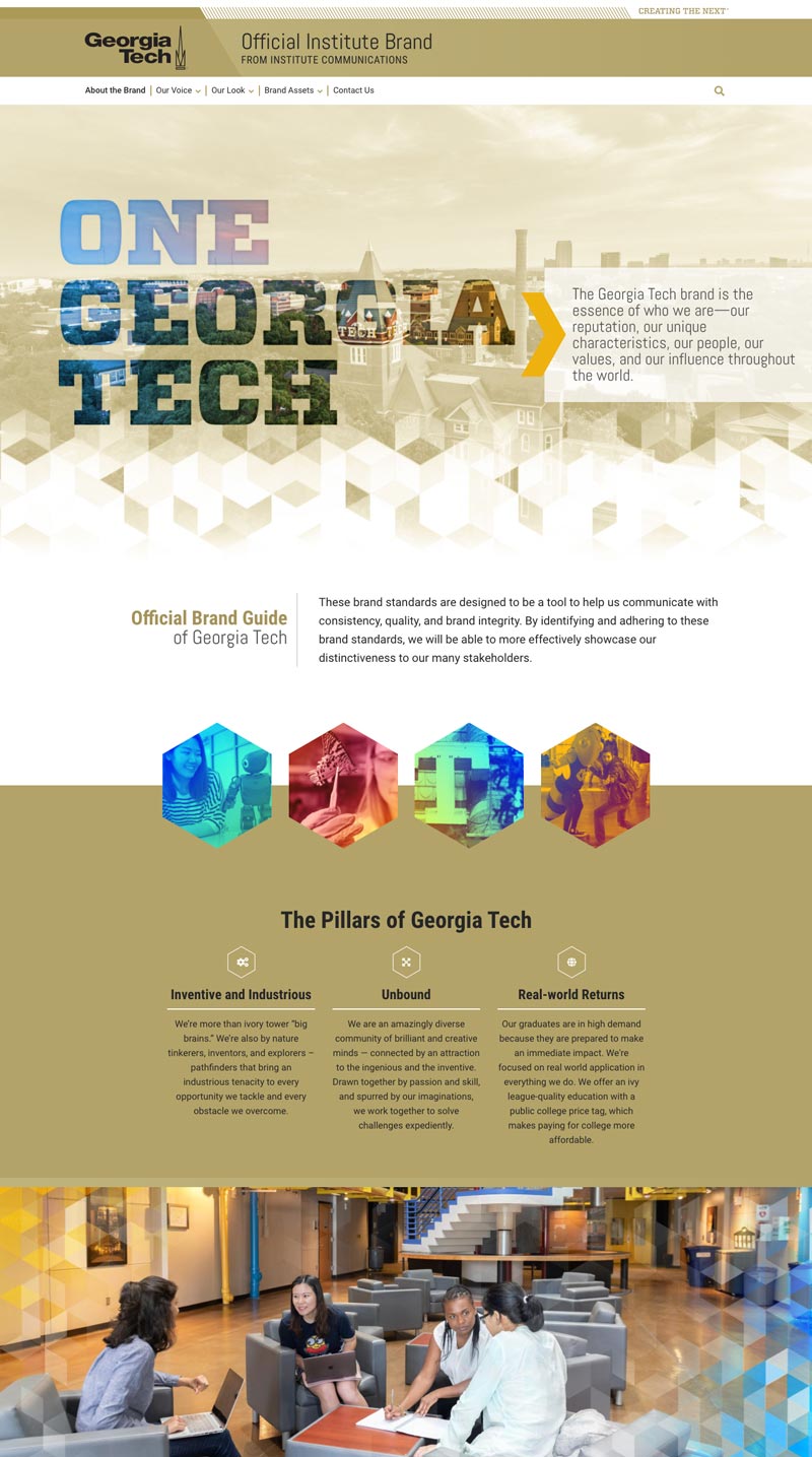 screencapture of Georgia Tech's brand site homepage