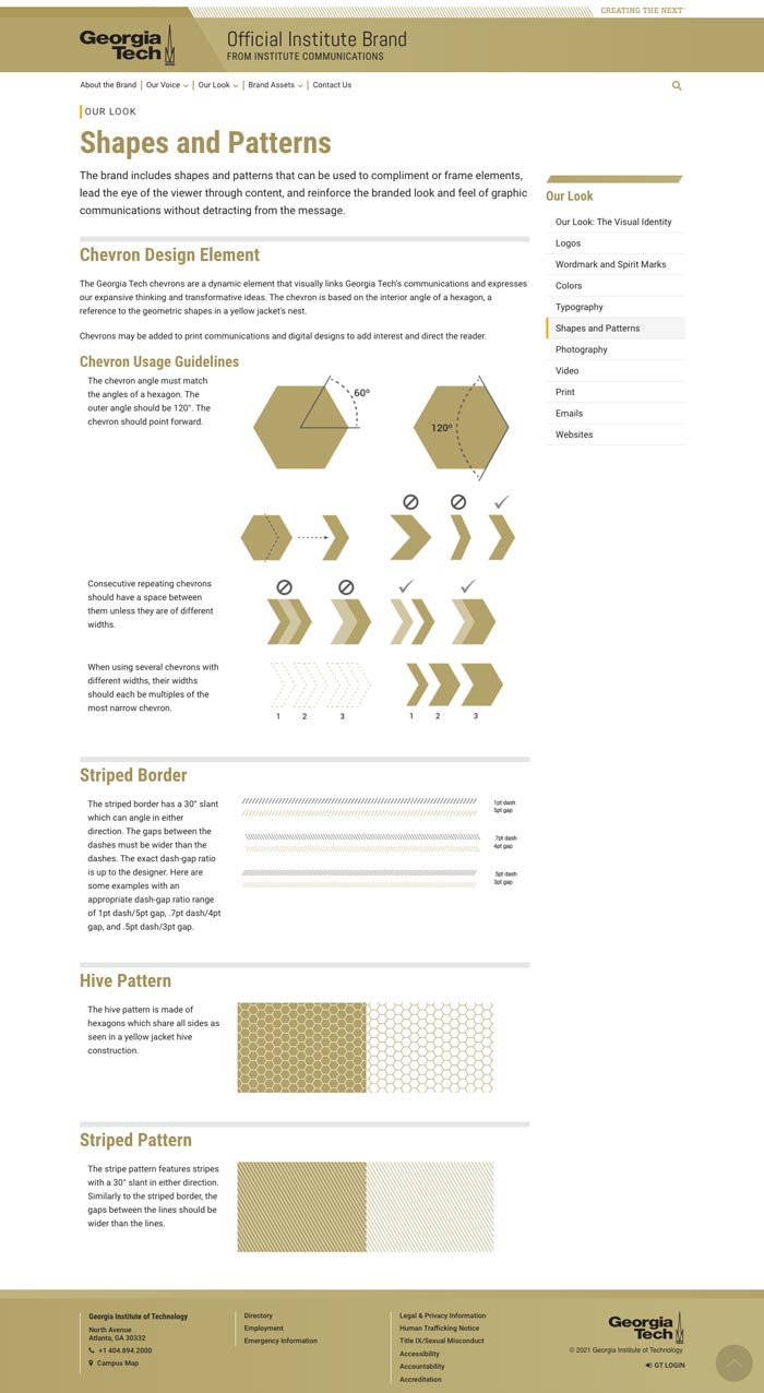 Georgia Tech brand Website main section