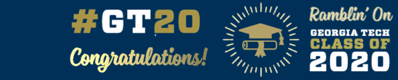Georgia Tech Online commencement program animated swag graphic