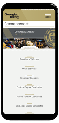 Online commencement program mobile responsiveness