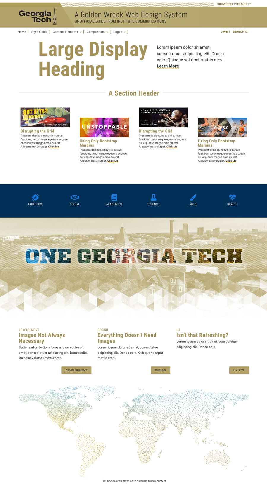 example landing page for the Georgia Tech design system