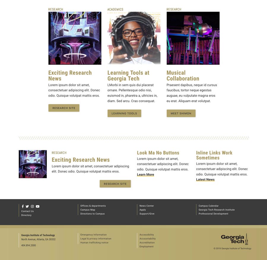 example landing page for the Georgia Tech design system