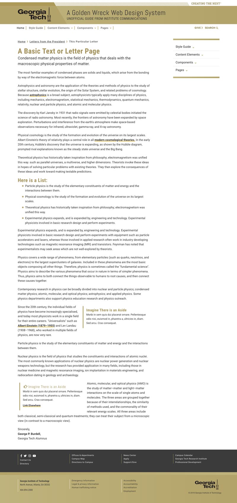 Georgia Tech Web Design System subsection