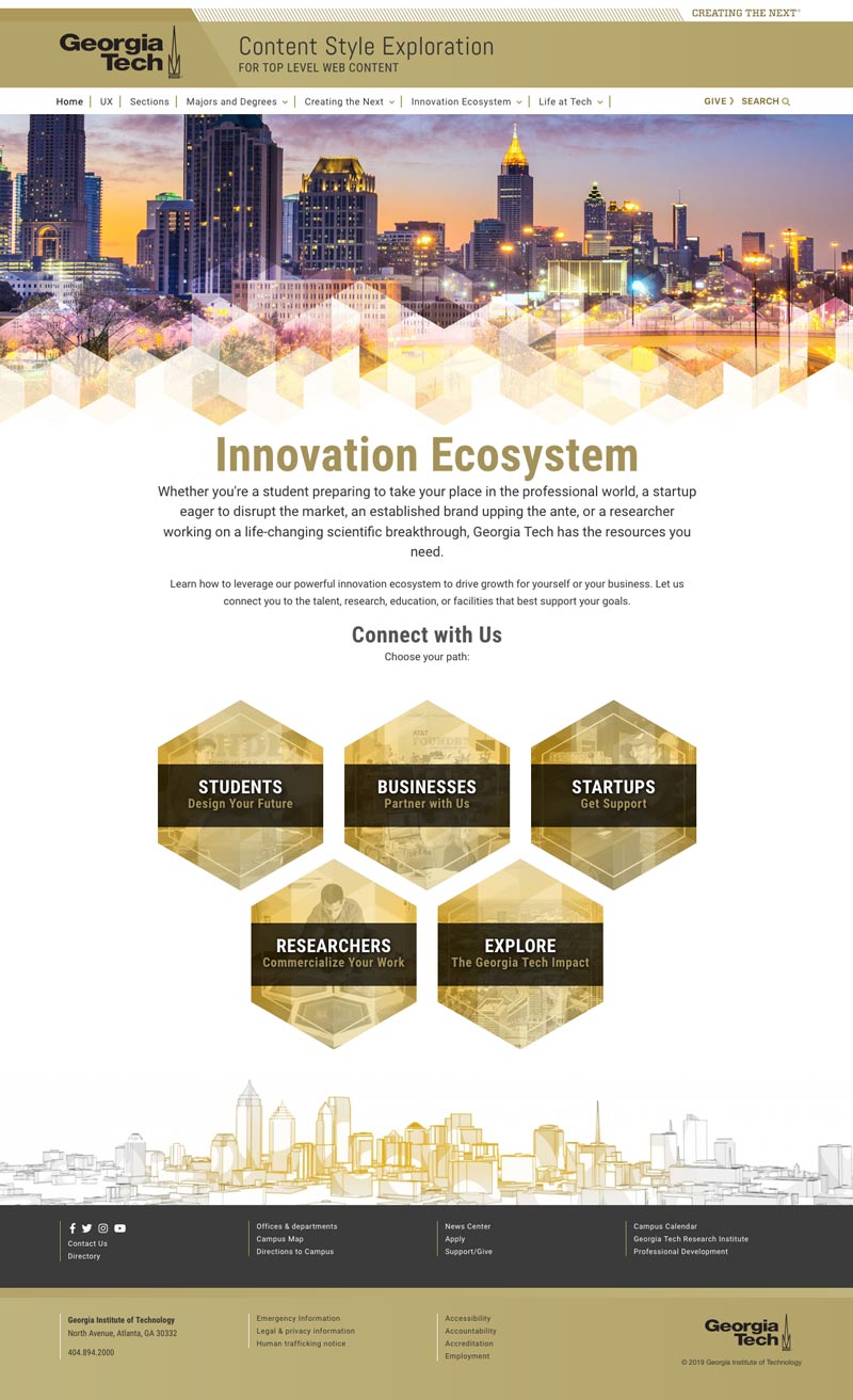 Georgia Tech Web Design System subsection