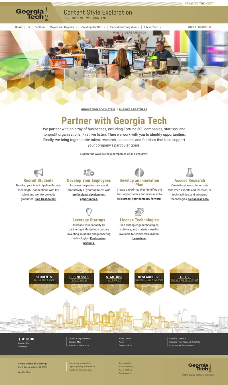 Georgia Tech Web Design System subsection