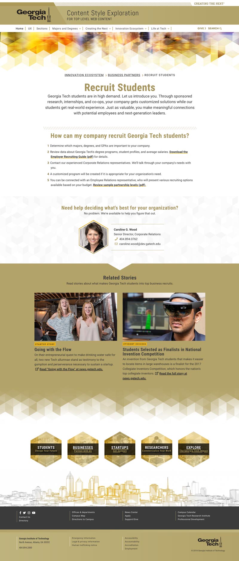 Georgia Tech Web Design System subsection
