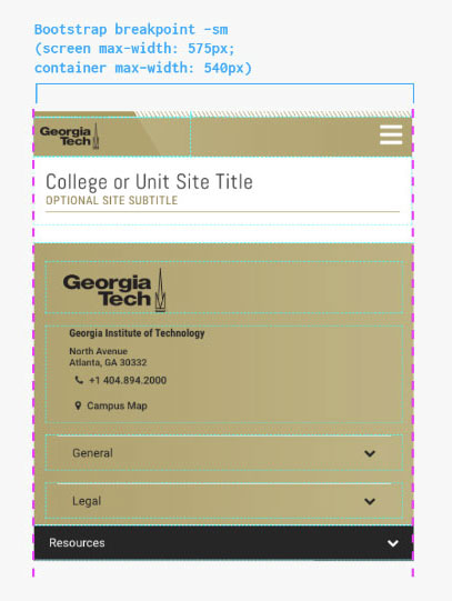 Georgia Tech Web Design System breakpoint guide