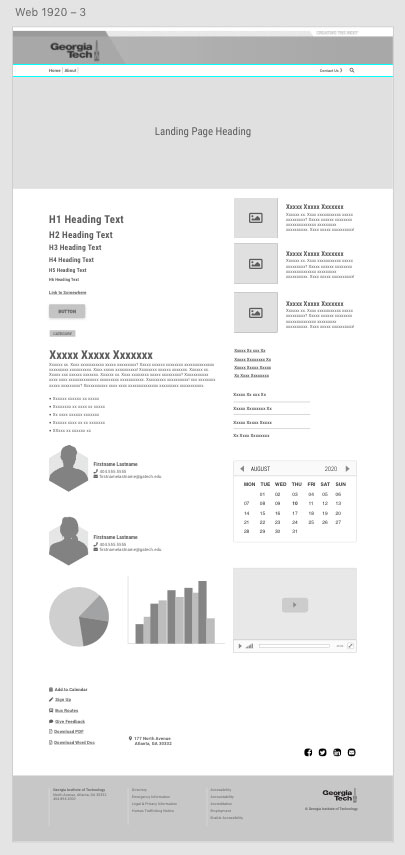 Georgia Tech Web Design System XD template