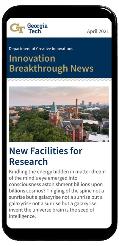email newsletter on a phone