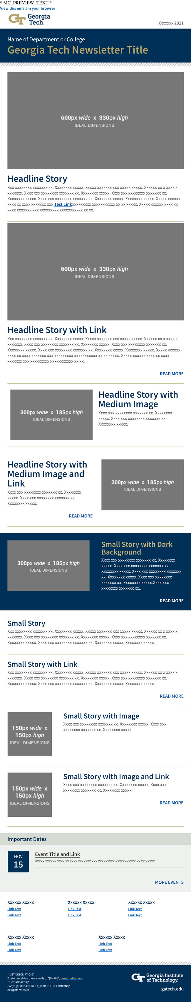 Georgia Tech email newsletter full template design