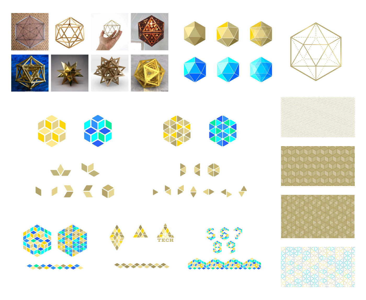 abstract mosaic shapes based on hexagons and triangles