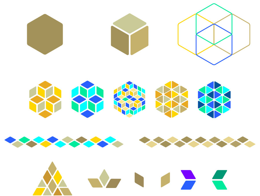 colorful abstract hexagon and triangle shapes
