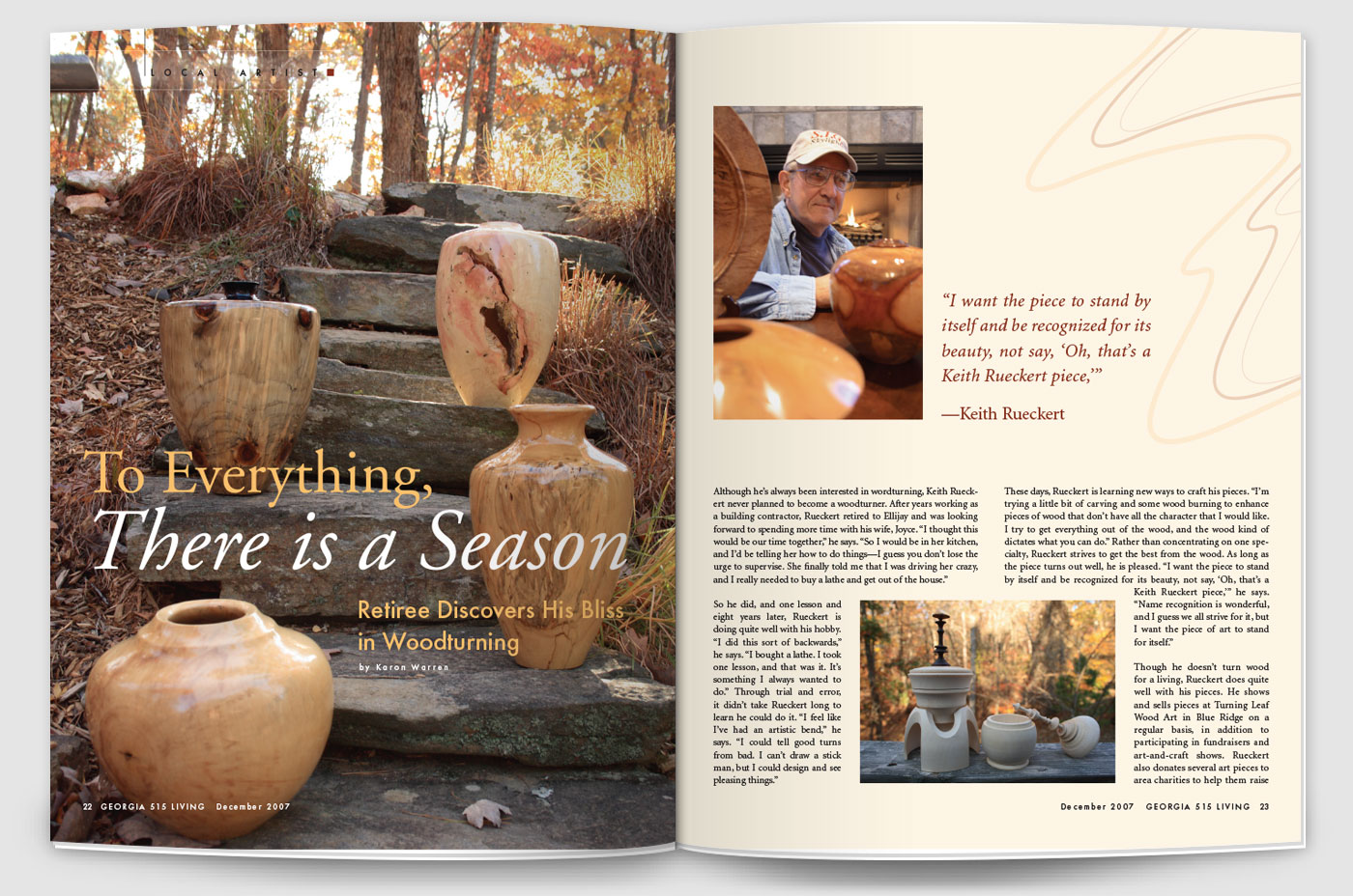 magazine story about a wood artist